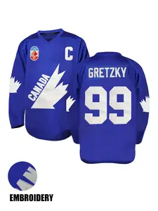 Men's Team Coupe Canada Cup Ice Hockey Jersey Stitched,Long Sleeve V-Neck Loose Fit Pullover,Breathable & Comfortable Hockey Uniform,Unisex for Outdoor Sports & Games,All Seasons Wear