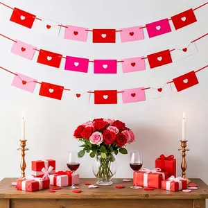 Valentine's Day Decoration Love Letter Garland Envelope Banner Red Pink White Heart Envelopes Decor for Home Mantle Door Wall Backdrop School Office Dinner Birthday Bachelor Party Bride Baby Shower Wedding Anniversary Engagement Classroom Romantic Decor