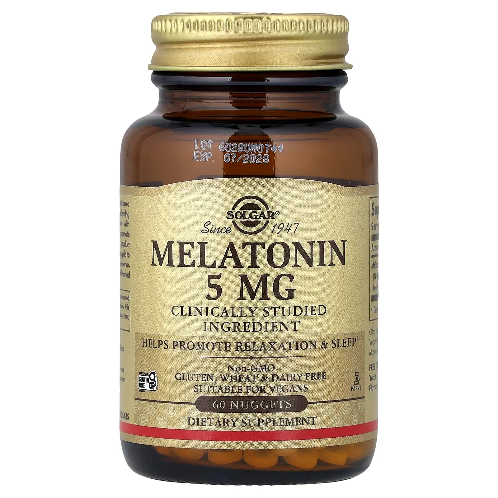 Solgar Melatonin, 5 mg, 60 Nuggets