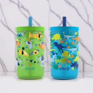 Ello Bop 2-Pack 12oz Kids Plastic Tumbler Set with Carry Loop | Leak-Proof Slider Lid | Removable Spill Resistent Soft Straw | BPA-Free