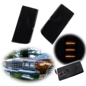 2pcs Smoked Amber LED Side Marker lamps Lights For 1981 1982 1983 1984 1985 Chevy Impala / Caprice & Pontiac,Replace OEM 915436, 915435