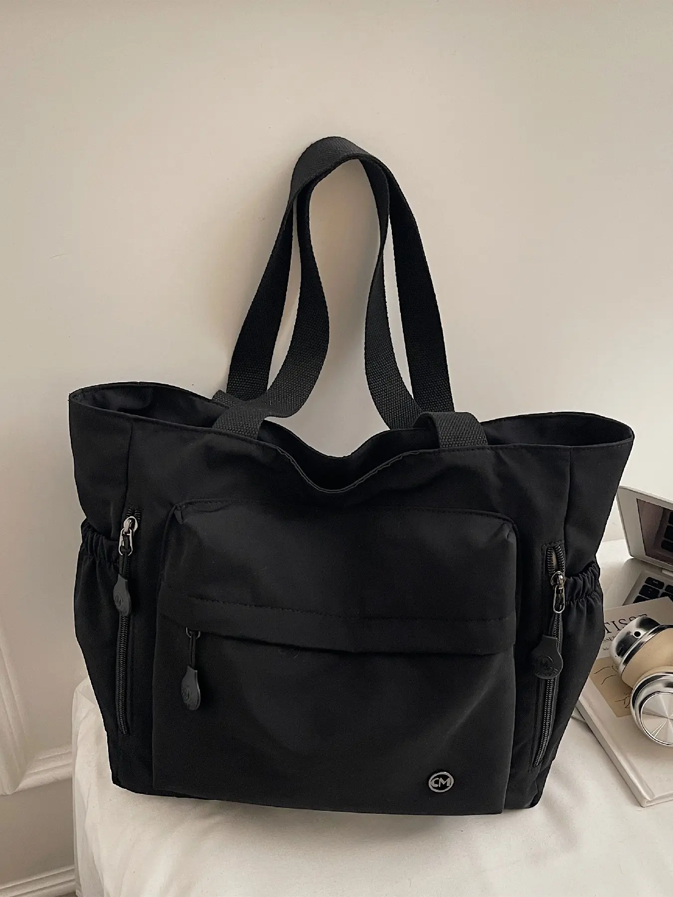 Pure Color Large Capacity Multi-Pocket Shoulder Tote Bag, Ideal for Women's Daily Casual Travel, Commuting, and More, Everyday Shoulder Bag, Shoulder Commuter Bag, Portable Shoulder Bag