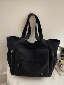 Pure Color Large Capacity Multi-Pocket Shoulder Tote Bag, Ideal for Women's Daily Casual Travel, Commuting, and More