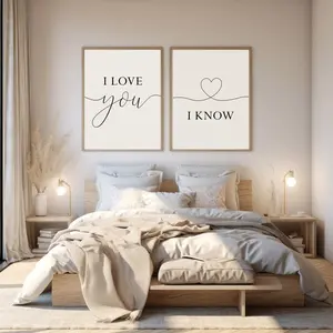 Unframed, Room Decor, I Love You I Know Print,bedroom Wall Decor,couple Wall Art,over the Bed Wall Art,bedroom Quote Set,bedroom Print Set,heart Line Print Decor – 5 Size, 8x12 to 27x40 inch
