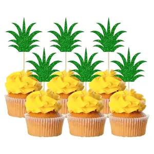36Pcs Pineapple Cupcake Toppers Donut Cake Toppers Pineapple Cute Cupcake Picks for Summer Luau Tropical Hawaiian Party Cake Decorations