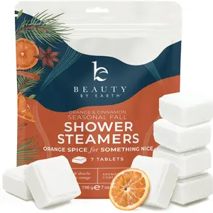 [BEAUTY BY EARTH] Orange Spice Shower Steamers - 7 Pack Limited Edition Aromatherapy Bath Additive Cinnamon Citrus Seasonal Scent