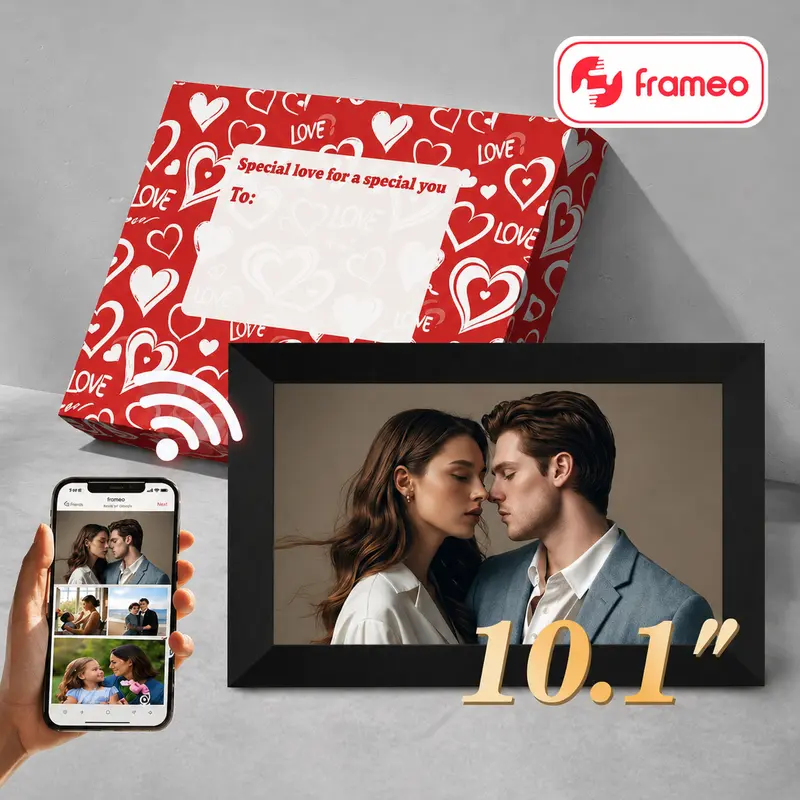 Ekoio Gift idea,10.1 Inch WiFi Digital Photo Frame with 1280 * 800P IPS Touch Screen ,Built-in 32GB Storage,Video Clips and Slide Show,Send Photos Instantly from Anywhere with via Free APP