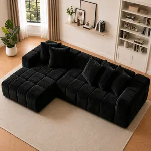 107.9 in Cloud Modular L-Shape Sectional Sofa with Chaise Lounge, Clean Minimalist Upholstered Deep Seat Comfy Couch, Tool-Free No-Assembly Oversized Cloud-Like Sofa for Living Room, Apartment, Clean Minimalist Sofas & Couches