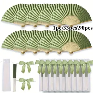 11pcs/30pcs Wooden Wedding Fan Set, Elegant Folding Fans for Weddings, Christmas, Valentine's Day, Bohemian Style Party Gifts