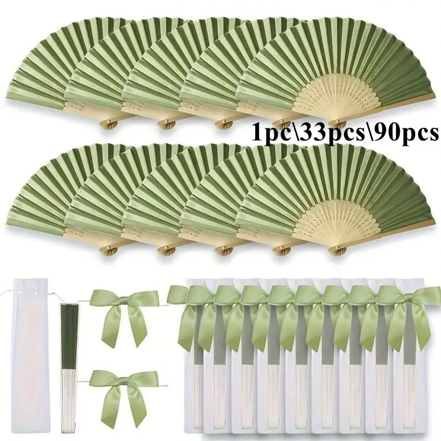 11pcs/30pcs Wooden Wedding Fan Set, Elegant Folding Fans for Weddings, Christmas, Valentine's Day, Bohemian Style Party Gifts, Wedding Hand Fans