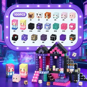 100 Magnetic Building Blocks Set, Creative Magnetic Blocks, Magnet Building Cubes, Building Block Kit, Music Band Stem Montessori Toy, Sensory Puzzle Pieces for Kids Ages 3+, Perfect Birthday Gift
