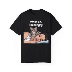 Comfort Colors® Funny Cat Shirt,Wake Up I'm Hungry Shirt,Cat Lover Gift Shirt,Hungry Kitty Shirt,Pet Humor Shirt,Cat Mom Shirt,Cat Dad Shirt