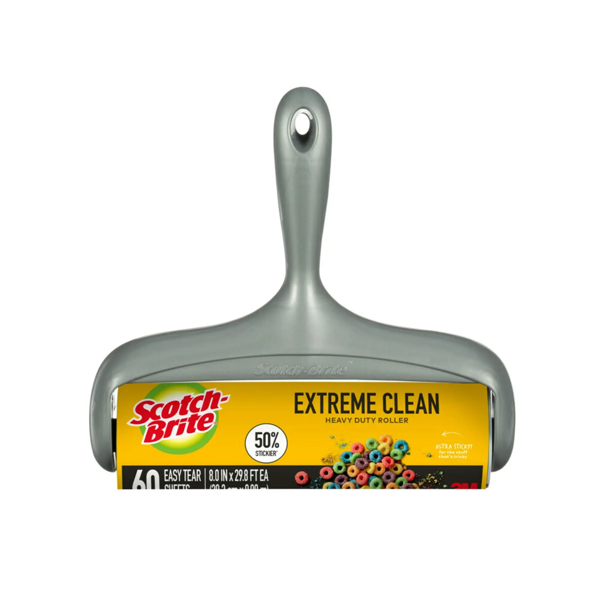 Scotch-Brite™ Extreme Clean Large Lint Roller, 1 Pack, 60 Adhesive Sheets Total, 50% Stickier, Heavy Duty for Removing D