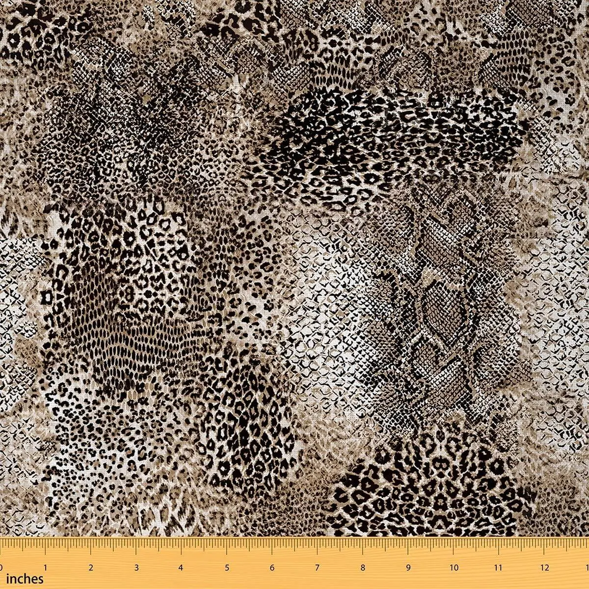 Snake Skin Pattern Fabric,Cheetah African Wildlife,Brown and Black Print Soft Flannel Polyester No Stretch Fabric Soft Flannel Polyester No Stretch and Home DIY Projects