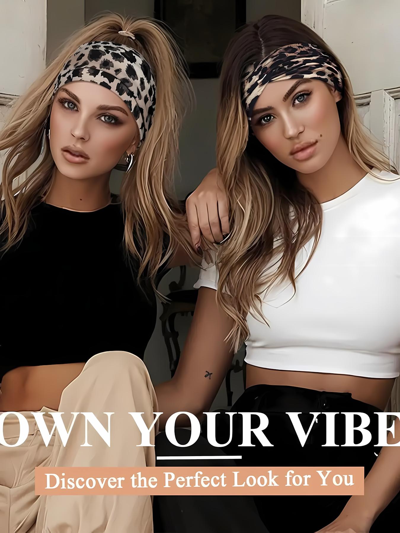 Women's 4-Piece Hairband Set, Elastic Boho Tie-Dye Headbands in Wide & Narrow Styles, Vintage Fashion Hair Accessories for Yoga, Sports, Makeup, Daily Wear & Workout