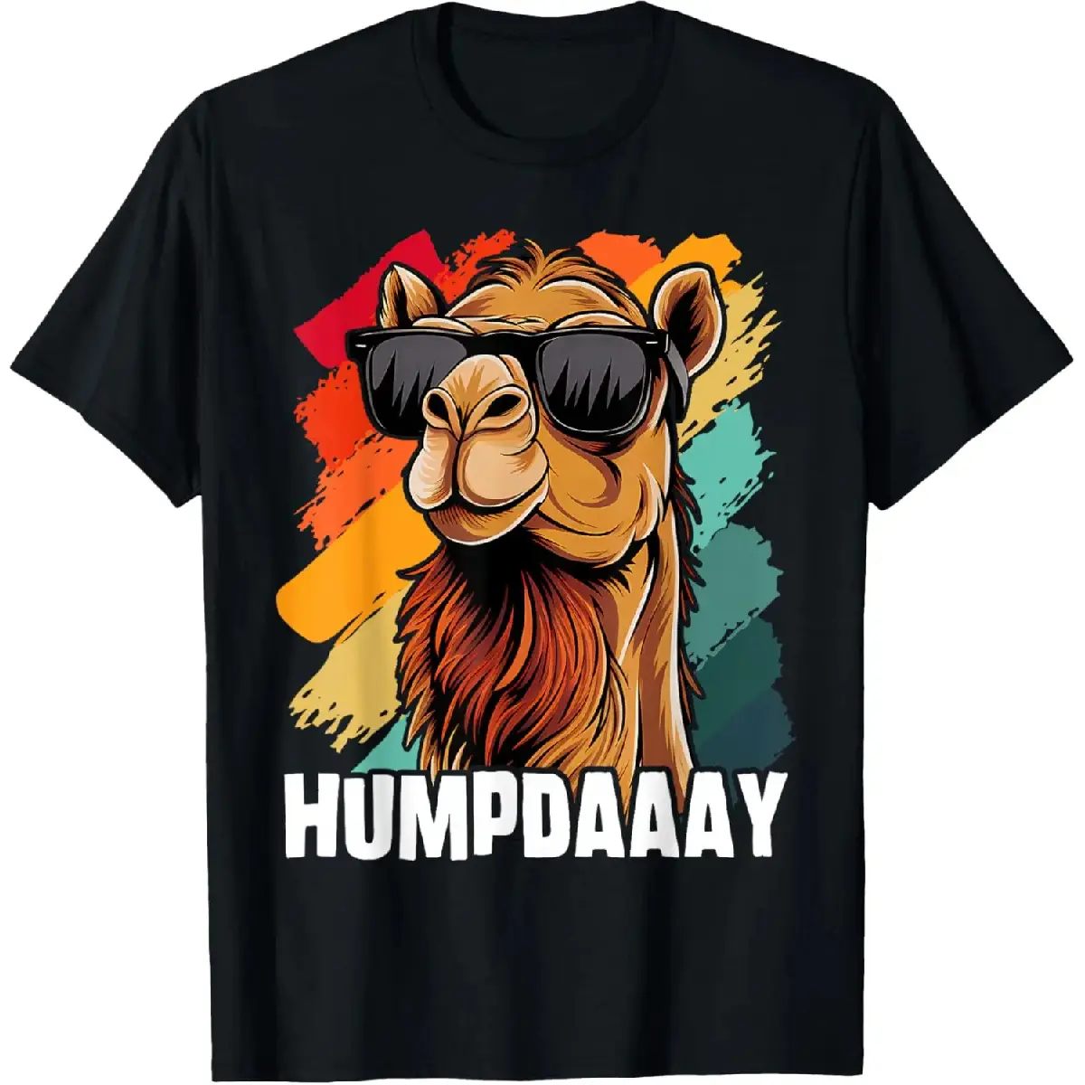 Men's Retro Hump Day Camel Graphic T-Shirt - 100% Cotton Breathable Casual Everyday Fabric Short Sleeve Round Neck Soft Comfy Top, Tshirt, Tee