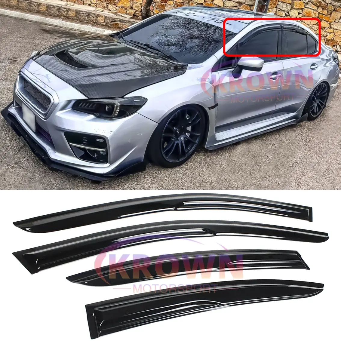 FITS 2015-2020 SUBARU WRX STI SEDAN JDM 3D MUGEN STYLE WINDOW VISOR RAIN GUARD