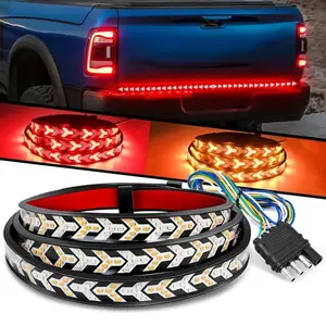 Fishbone Shaped LED Tailgate Light Bar | 60-Inch LED Tailgate Lights, IP67 Waterproof, Red & Amber Bright Turn Signal Running Lamp | LED Strip Lights Bar for Pickup Trailer SUV RV, Universal Car Accessories