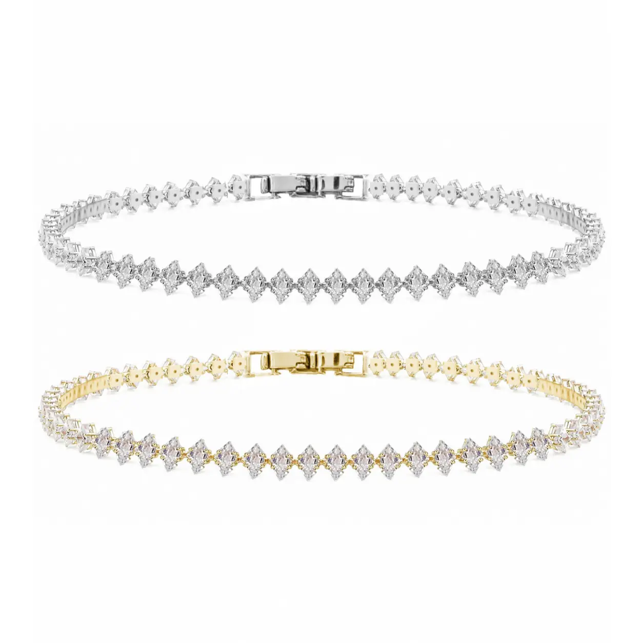 Unisex Stainless Steel Casual Geometric Tennis Bracelet - Modern Rhinestones Cubic Zirconia Costume Jewelry for Birthday, Specialty Occasions - Fashion Accessory Yes for Daily Wear