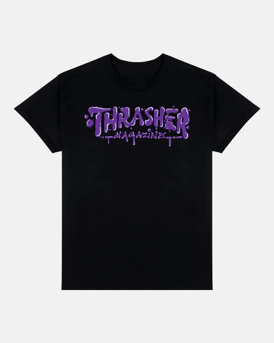 Thrasher Dripping Logo Graphic Shirt, Skateboarding Streetwear Tee, Urban Skate Style Top
