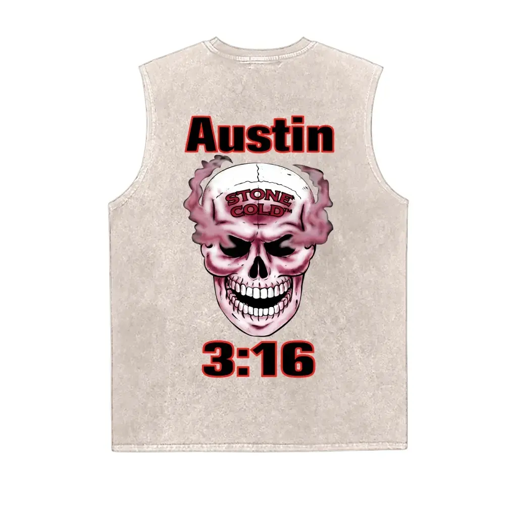 Men's WWE Stone Cold Steve Austin 90s Retro Classic Cotton Fabric Menswear Sleeveless Tank Top - Streetwear, Vacation Outfits Vest