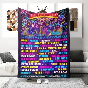 Electric Dance Party Theme Blanket, Holiday Gift Trend, Living Room Leisure Use, Flannel Throw for Bed Sofa Chair, All Seasons
