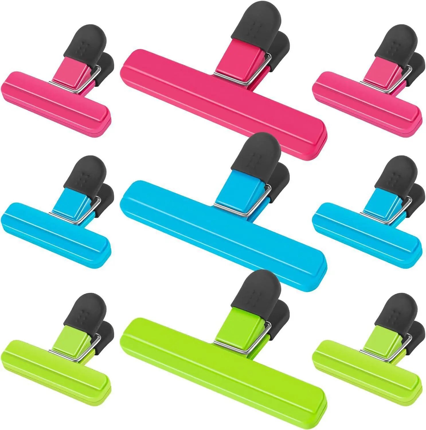 Pack of 9 Chip Clips - Food Bag Clips - 3 Large & 6 Small Size Kitchen Utensils Airtight Coffee Plastic
