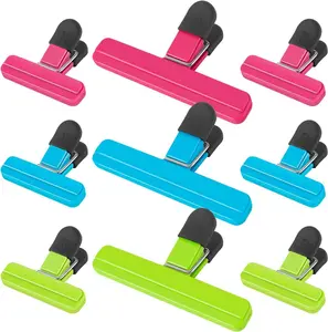 Pack of 9 Chip Clips - Food Bag Clips - 3 Large & 6 Small Size Kitchen Utensils Airtight Coffee Plastic