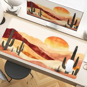 Sunset Desert Mountain Desk Pad Gaming Mousepad XXL Mouse Pad For Laptop Desk Mouse Pad Extra Large With Non-Slip Rubber Base Stitched Edges Surface For PC Gamers Office Workers & Home Use Perfect Gift For Christmas Birthday Thanksgiving
