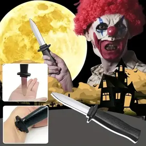1/10pcs April Fool's Day simulation retractable knife, creative tool to scare friends, plastic material retractable simulation knife, party activity game props, April Fool's Day gifts, Halloween