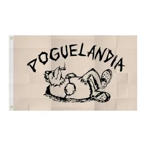 Poguelandia Chicken Flag Tapestry - Funny Outer Banks Puppy Life Flag 3x5 ft, Polyester Banner for College Dorm Bedroom Outdoor Party Decor with Brass Grommet