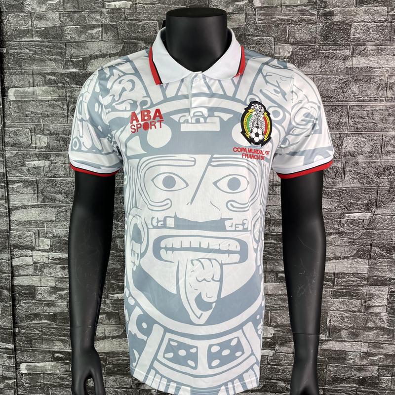 1998 World Cup Mexico National Team Away Long Sleeve Retro Soccer Jersey Black