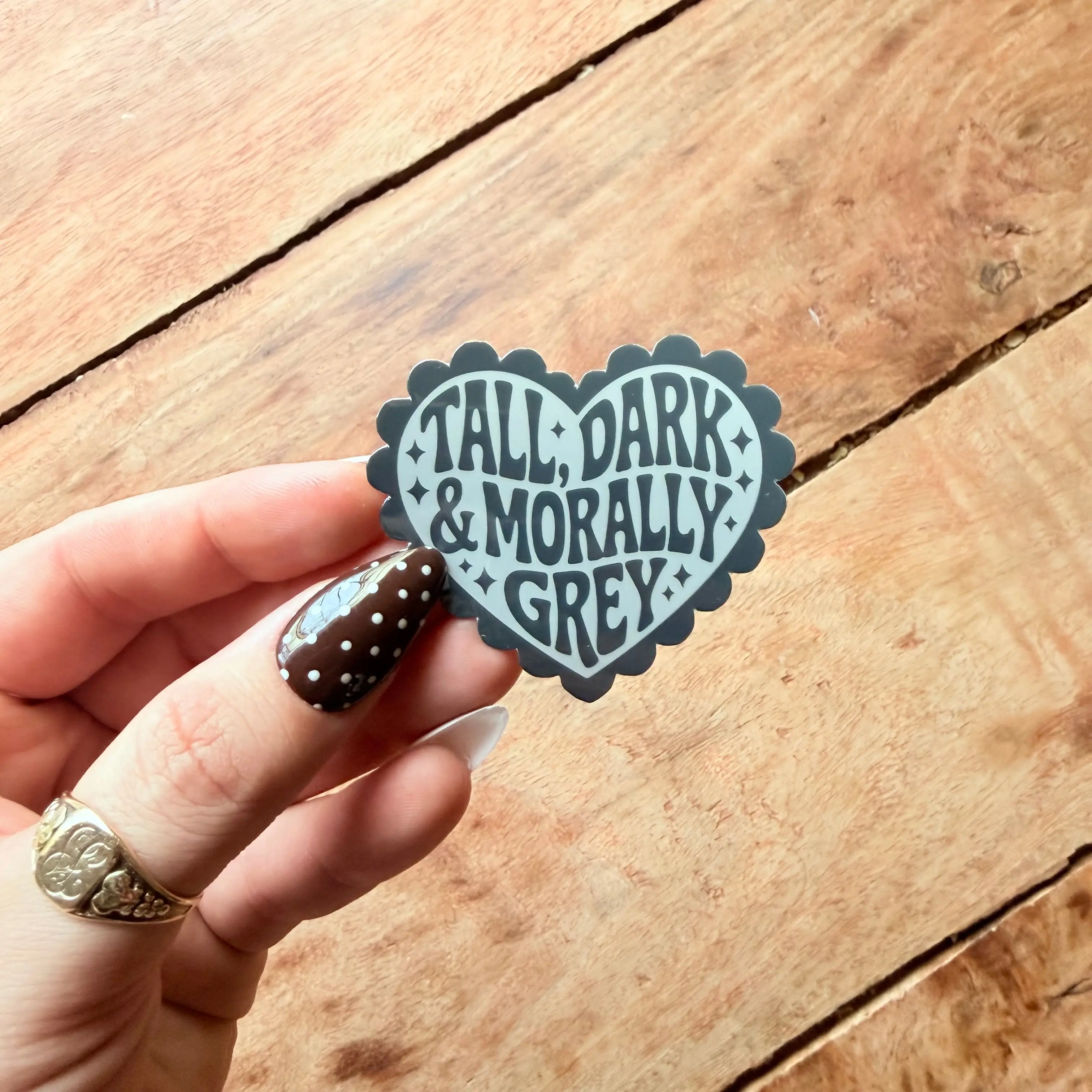 Tall Dark and Morally Grey Heart Sticker | Dark Romance