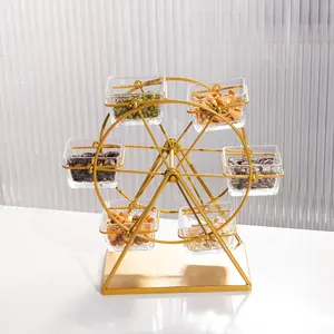 Six-Wheel Rotating Tray, Multi-Functional Serving Platter Set with 6 Containers, Perfect for Wedding Party Decorations