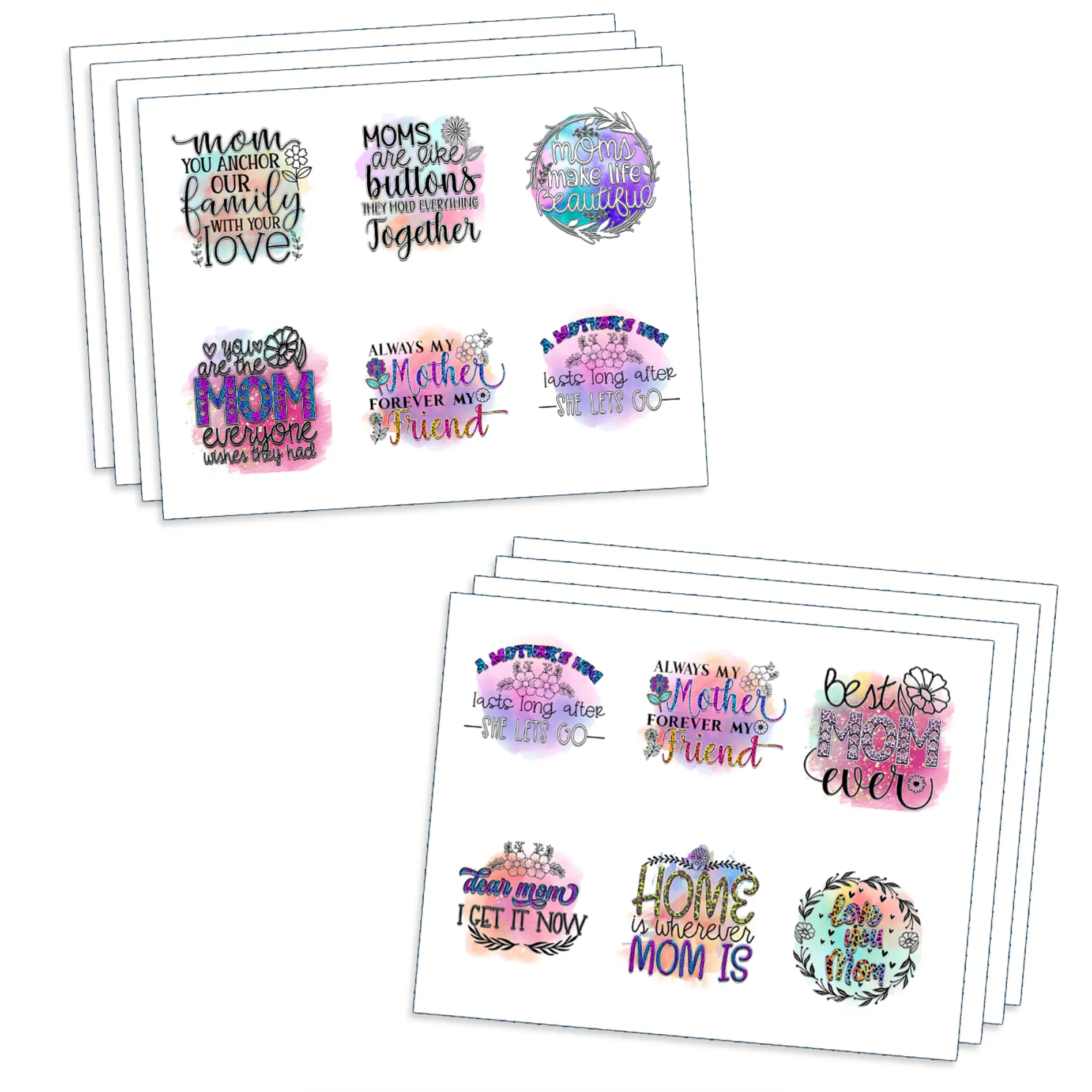 Assorted Ready to Press Sublimation Prints for 11oz and 15oz Mugs (8 Pack) - Mama's Day Mugs Assorted Ready to Press Sublimation Prints for 11oz and 15oz Mugs (8 Pack) - Mama's Day Mugs