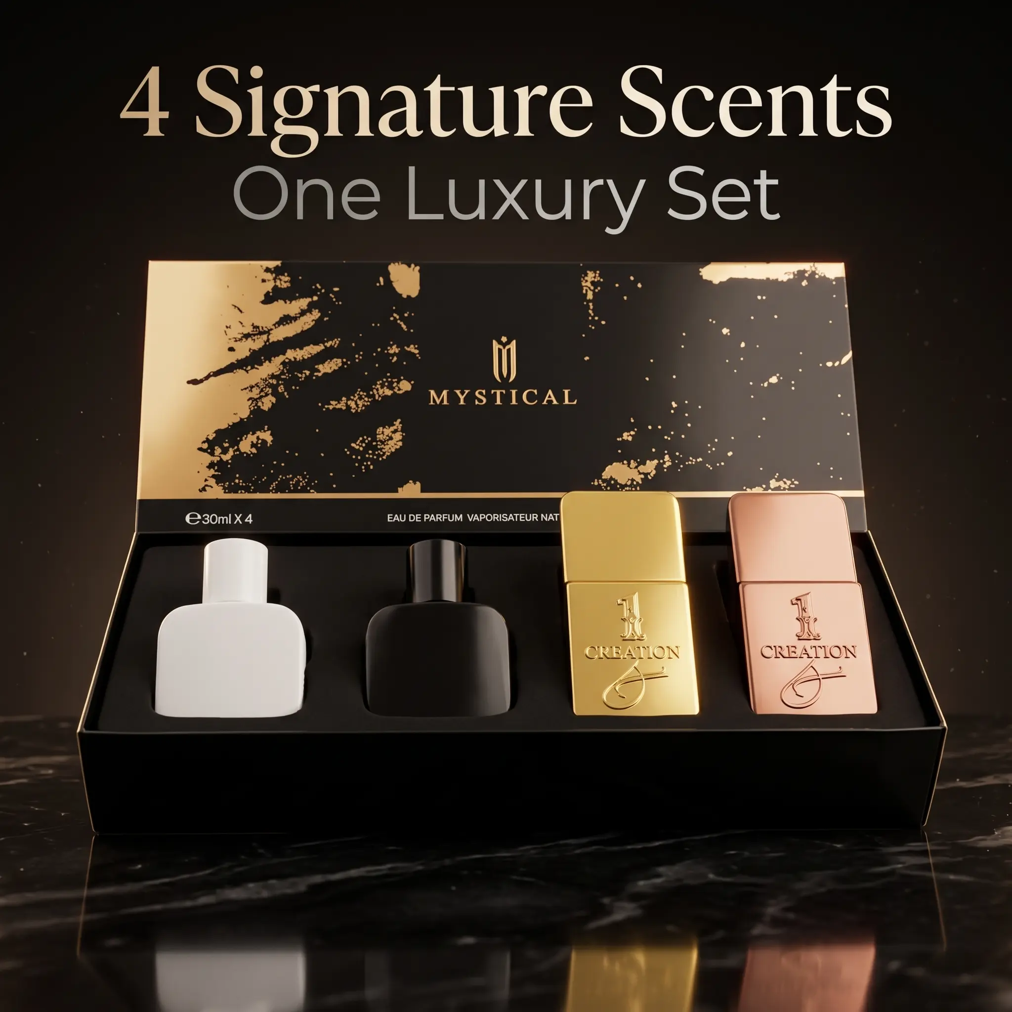 MYSTICAL Men’s Perfume Gift Set, 4-Piece Eau de Parfum Spray Collection, 30ml x 4, Luxury Fragrance Set for Men, Gift Set for Daily Wear, Date Night & Travel