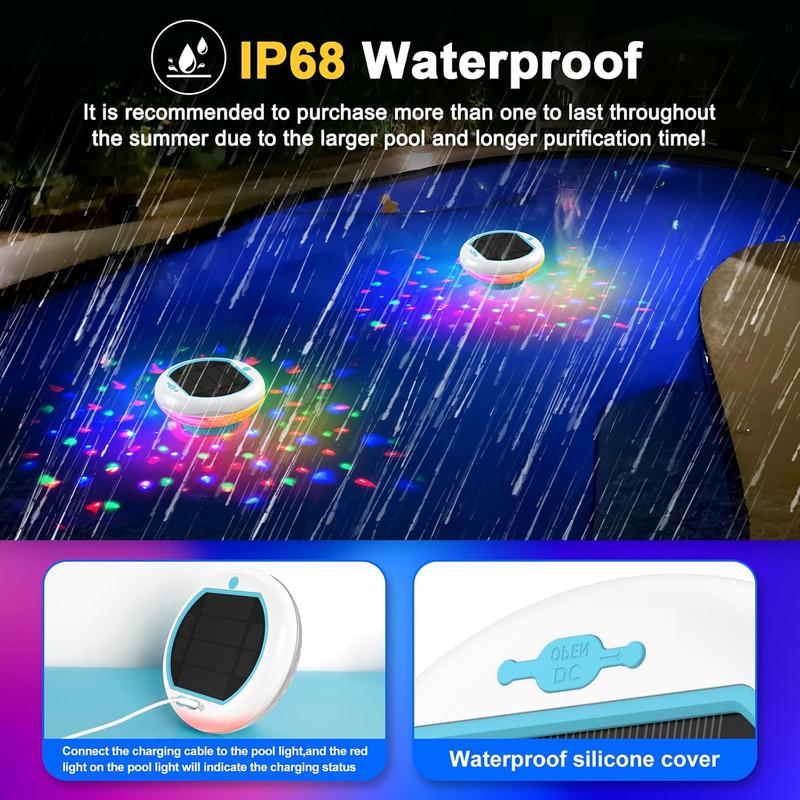Solar Pool Chlorine Floater with Floating Pool Light, APP-Controlled Lights Adjustable Release Easy-Open Chlorine Floater Dispenser for Pool Large Capacity for 2 Tablets, Pool Lights That Float Solar Pool Chlorine Floater with Floating Pool Light, APP-Controlled Lights Adjustable Release Easy-Open Chlorine Floater Dispenser for Pool Large Capacity for 2 Tablets, Pool Lights That Float