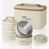 Insulated Stainless Steel Multi-Piece Reusable Lunch Box Set - 3 Nesting Stack-to-Save-Space Food Storage Boxes, 1 Hermetic Insulated Bag, Heavy-Duty Non-Glass Containers for Adults Travel Use