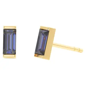 Stud Earrings for Women, Rectangle Stud Earrings - Hypoallergenic 18K Gold Stud Earrings, Genuine 925 Sterling Silver - Birthstone Mothers Day Gifts