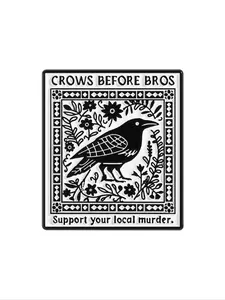 Crows Before Bros Enamel Pin Dark Floral Crow Brooch Backpack Lapel Badge Flower Brooch Pin Fashion Jewelry Suitable for Men and Women Daily Wear as a Gift for Friends