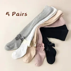 5-Pack Girls' Solid Color Tight Tights, Versatile Suitable for Daily Wear, Children's Baby Toddler Leggings