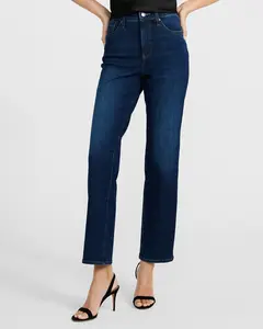 Express High Waisted Medium Wash Straight Ankle Jeans