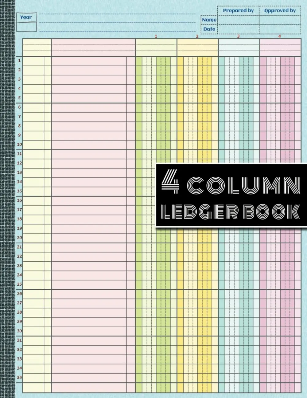 4 Column Ledger Book: Colorful 4 Column Accounting Ledger Book for SmallBusinesses & Personal Use | Ledger Book for Bookkeeping