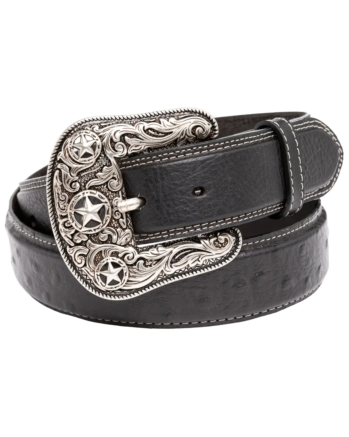 Cody James Men's Men'S Ostrich Print Embroidered Western Buckle Belt - Cjasp20bt3