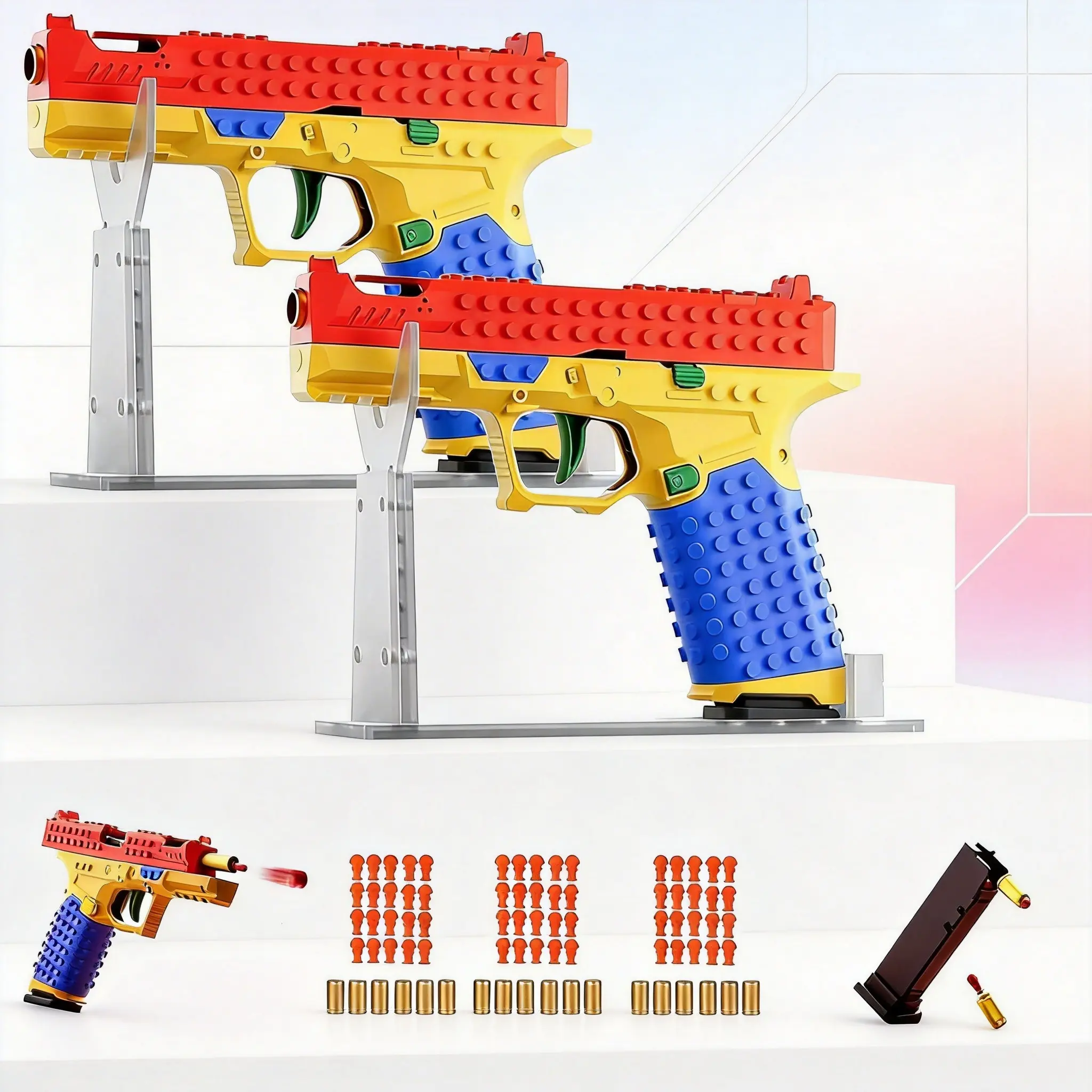 Multiplayer DIY Building Block Blaster Kit – Hands-On Assembly Toy with Tactical Style Design, Soft Dart Shooting Game for Outdoor Team Activities, Creative STEM Gift for Holiday, Party & Family Fun