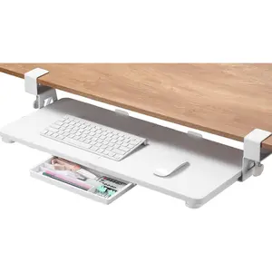 ETHU Keyboard Tray Under Desk, 26.77" X 11.81" Large Size Keyboard Tray with C Clamp-on Mount Easy to Install, Computer Keyboard Stand, Ergonomic Keyboard Tray for Home and Office