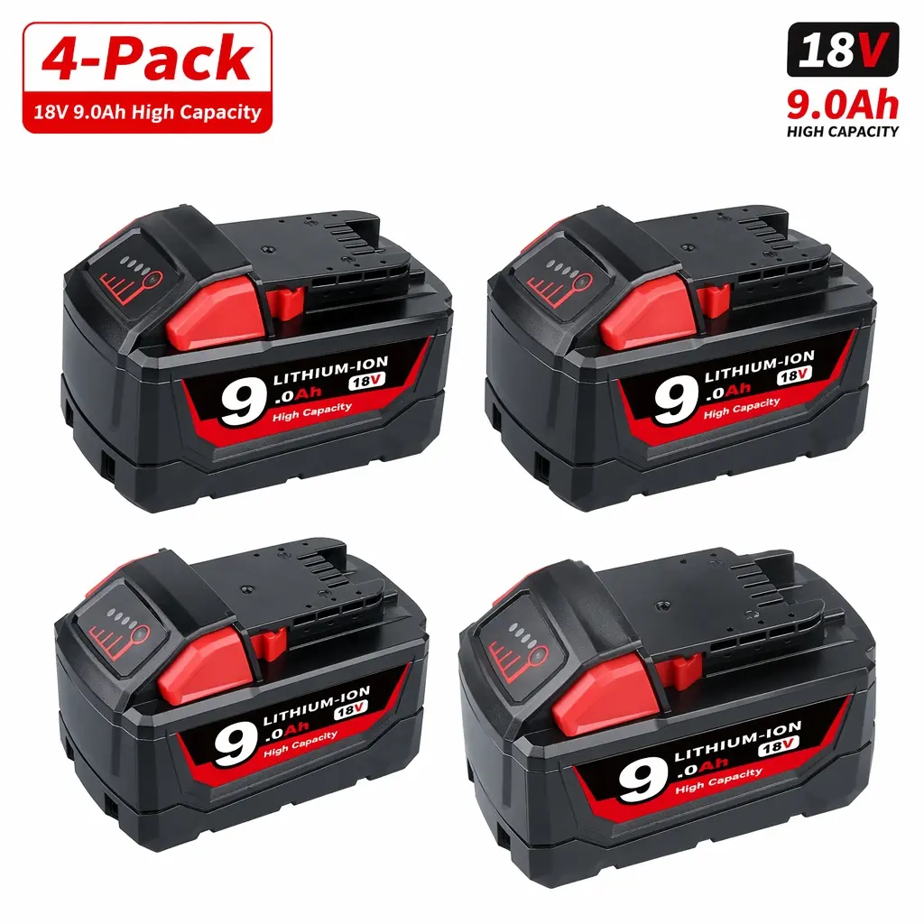 M18 Replacement Battery 9.0Ah for Milwaukee — Upgraded for Extended Runtime, Compatible with 48-11-1850 48-11-1860 48-11-1880, Engineered for M18 18V Cordless Tools