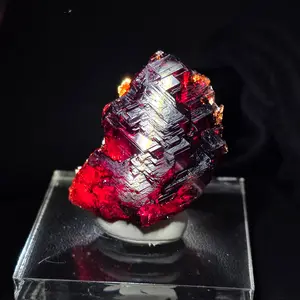 Etched Spessartine Garnet, Navegadora, Brazil - Deep Burgundy, Minor Quartz