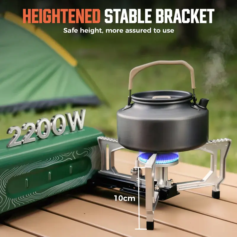 BIG HORN OUTDOORS Folding Butane Camping Stove, 7500 BTU 2200W Portable Compact Gas Stove, Gas Grill Burner with Cast Iron-Copper & Aluminium Construction, Carry-Bag Ready for Camping, Backpacking Outdoor Cooking, Tailgating, RV