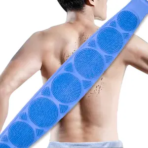 Silicone Back Scrubber for Shower, 23" Dual-Sided Back Washer Exfoliator Strap to Clean, Exfoliate and Massage, Easily Cover the Entire Back for Men Women, Easy to Clean